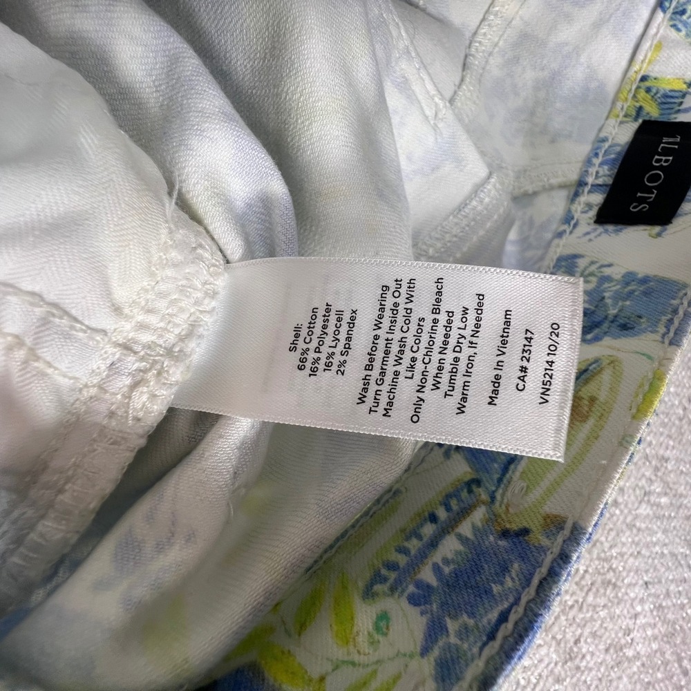 Talbots Slim Ankle Jean 10 Blue White Chinoiserie Ginger Jar Vase Print Pants - Picture 9 of 10